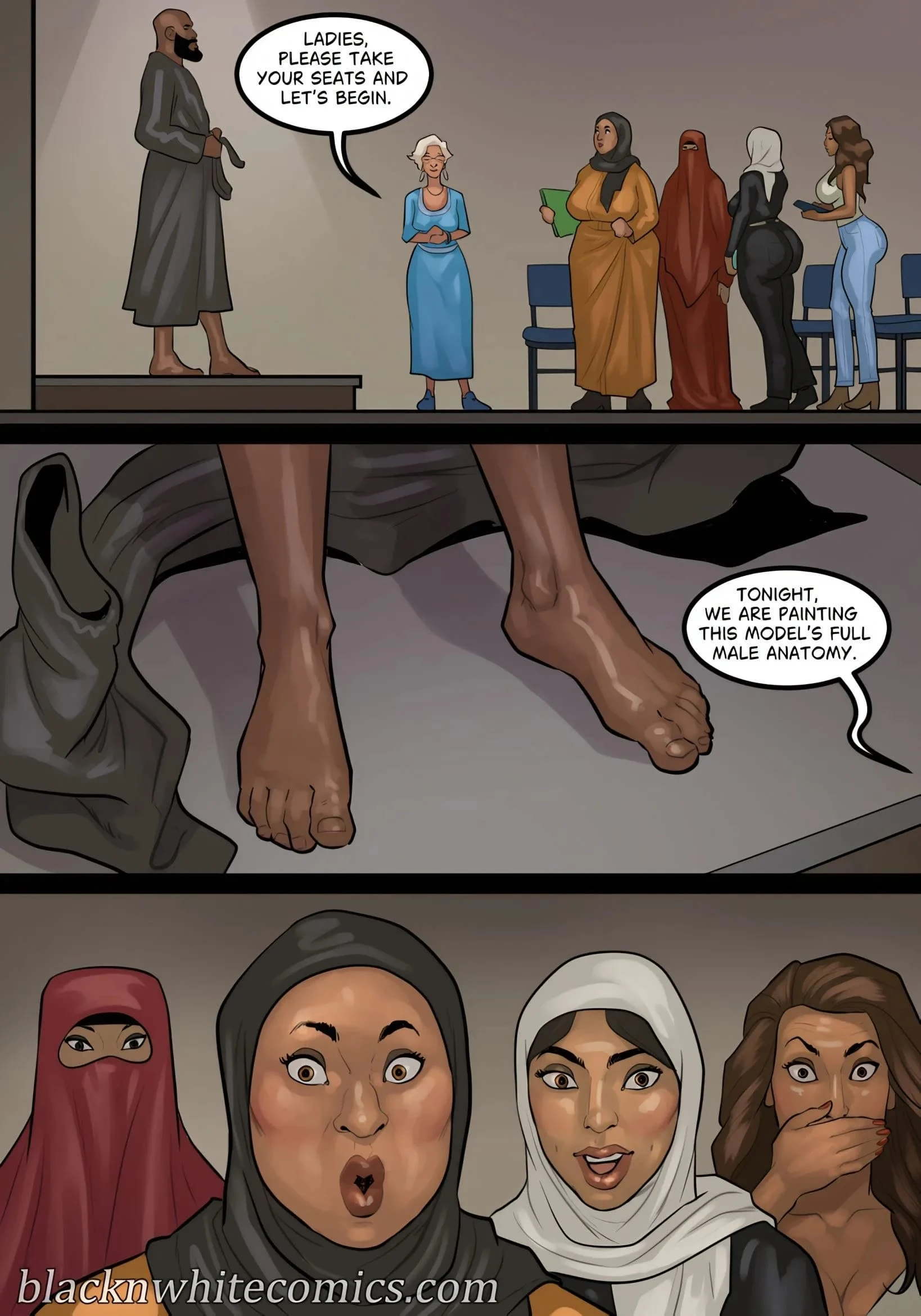 Art Class [BlackNWhiteComics], Art Class Part 3, page 7 of 64