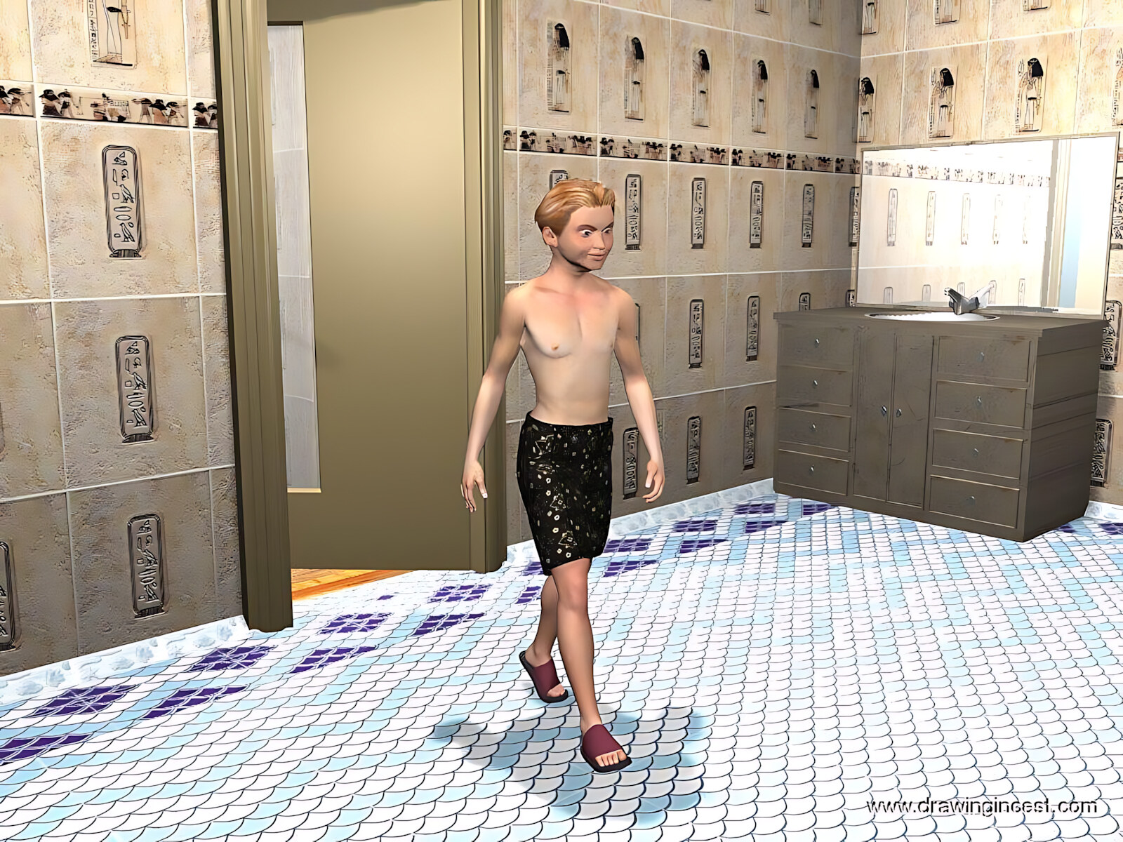 Bathroom procedures make mom and son closer [Drawingincest], Bathroom procedures make mom and son closer, page 18 of 50