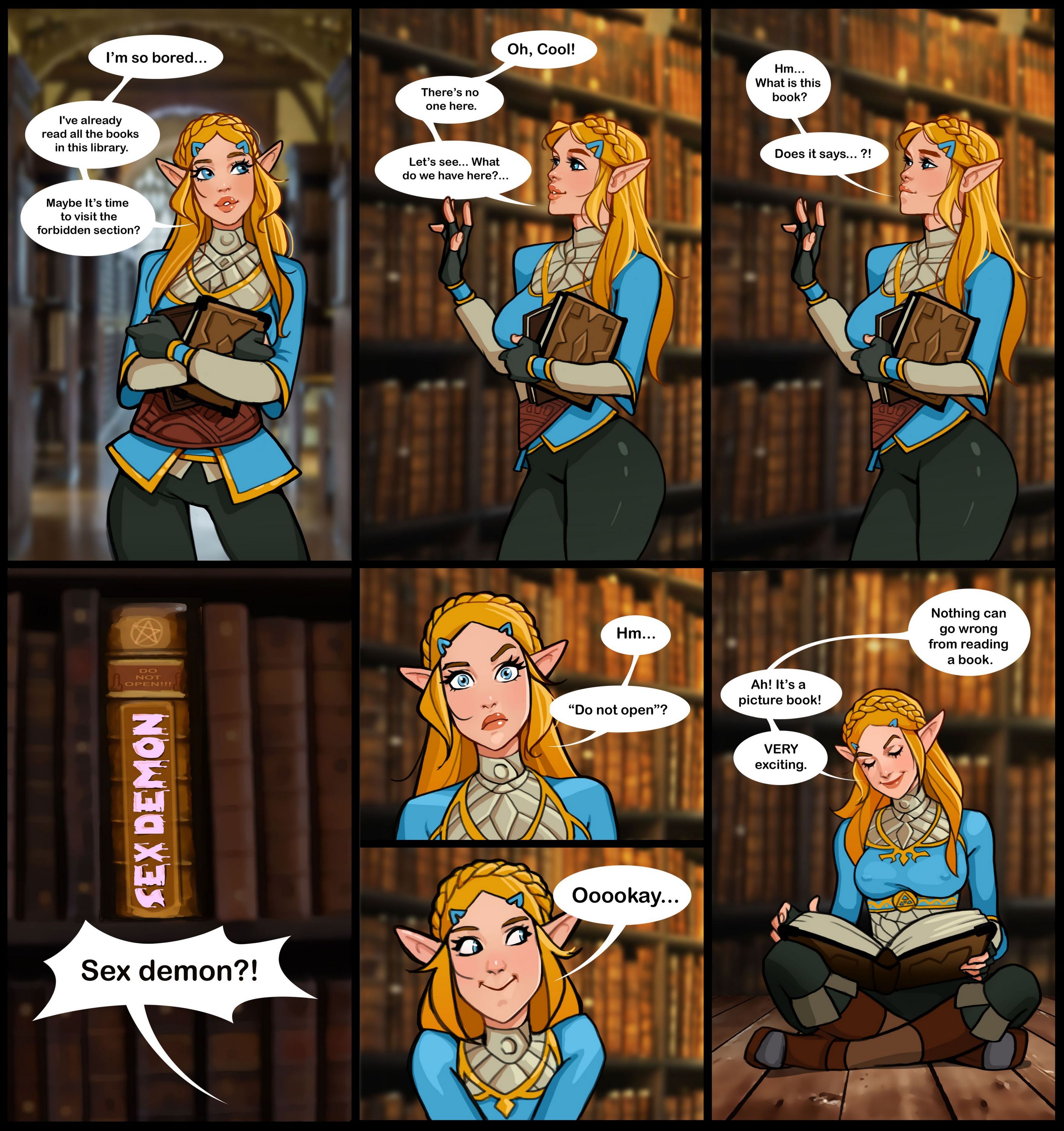 Zelda In A Library [Olena Minko], Zelda In A Library, page 1 of 6